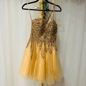 Elegant Gold Mini Dress